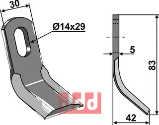 Y-blad til Lipco 83x30mm, hull 14x29mm