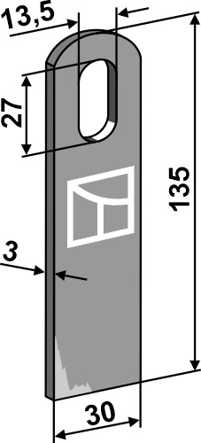 Scarifierblad til Peruzzo 135x30mm, hull 13,5x27mm