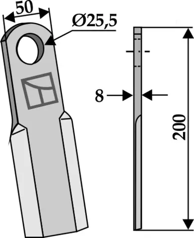 Kniv 200x50 mm hull 25,5