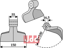 Hammerkniv 150mm Passer til mange fabrikater