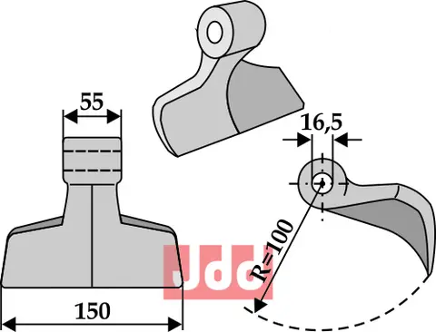 Hammerkniv 150mm Passer til mange fabrikater