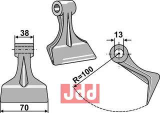 Beskjæringshammer Seppi Arbeidsbredde 70mm, hull 13mm