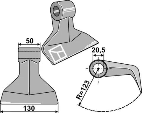 Hammerkniv 130x50 mm hull 20,5