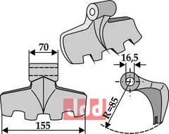 Hammerkniv 155mm Passer til mange fabrikater