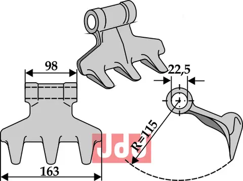 Slaghammere til Tortella Lengde 163 mm, Radius 115 mm