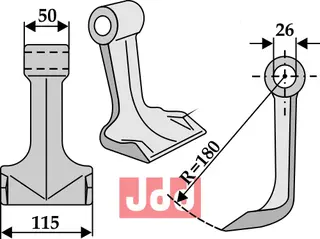 Hammerkniv 115mm Passer til mange fabrikater