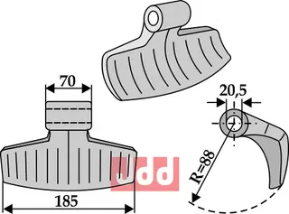 Hammerkniv 185mm Aedes/Agricom/Cabe (Nuova Cabe)/Seko