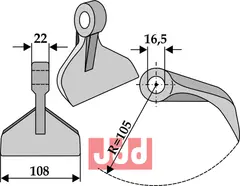 Hammerkniv 108mm Passer til mange fabrikater