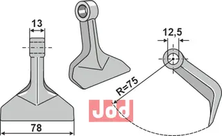 Beskjæringshammer til Hymach Arbeidsbredde 78mm, hull 12,5mm