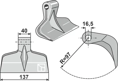 Hammerkniv 137x40 mm Til Breviglieri / Breviagri Turbo 120SR