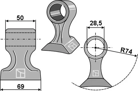 Hammerkniv 69x50 mm Til Mulag GMK bis Baujahr 2023