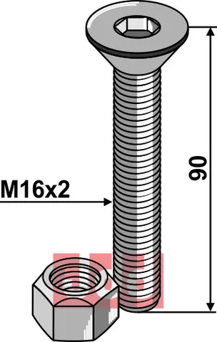 Umbracobolt M16x2x90 - 10.9 m. Mutter R&#246;ll
