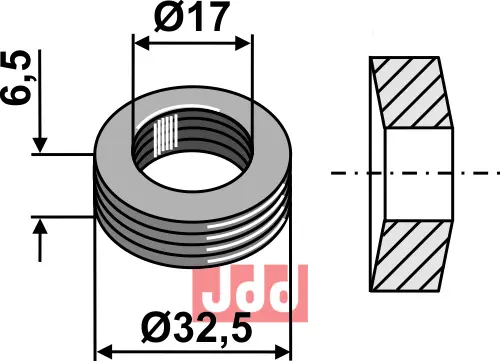 Elastisk skive Ø32,5x6,5xØ17 - JDD Utstyr