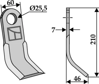 Y-kniv til Seko 210x60 mm - 25,5 hull