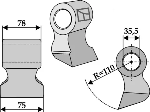 Hammerkniv 75x78 mm hull 35,5