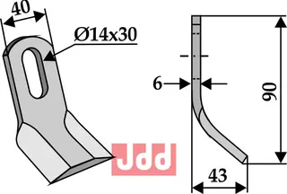 Y-blade til Cabe, Sicma 90x40mm, hull 14x30