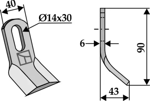 Y-kniv 90x40 mm hull 14x30