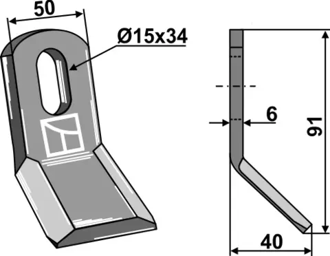 Y-kniv 91x50 mm hull 15x34