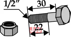 Bolt 1/2''UNFx30 - 12.9 m. Låsemutter Taarup