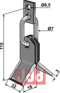 Y- kniv med kjedeledd og holder Tornedo/Wiwexa