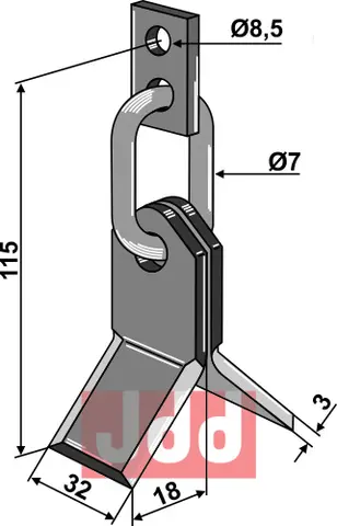 Y-kniv til Tornedo og Wiwexa L115 x B32 mm - Tykkelse 3 mm