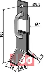 Y-kniv med kjedeledd og holder Passer til mange fabrikater