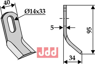 Allsidig Y-kniv til Fischer, S.M.A. 95 x 40 mm - Tykkelse 5 mm