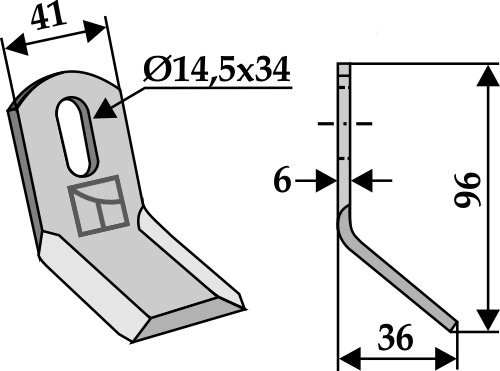 Y-kniv 96x41 mm hull 14,5x34