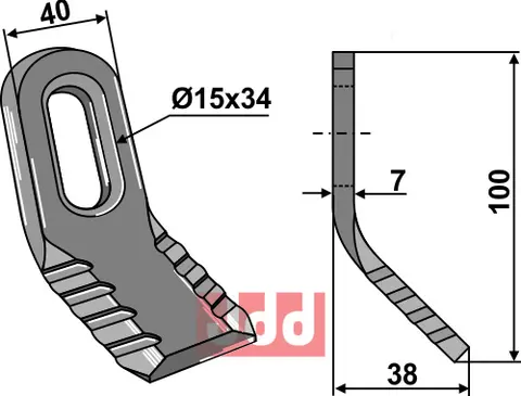 Allsidig Y-kniv til Noremat, S.M.A. 100 x 40 mm - Tykkelse 7 mm