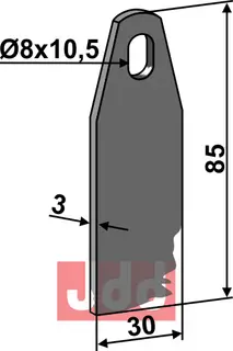 Scarifier blad til Universal Hole 8x10,5, Lengde 85mm