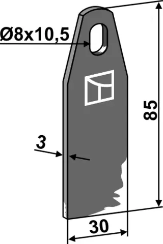 Vertikalskjærerkniv hull 8x10,5