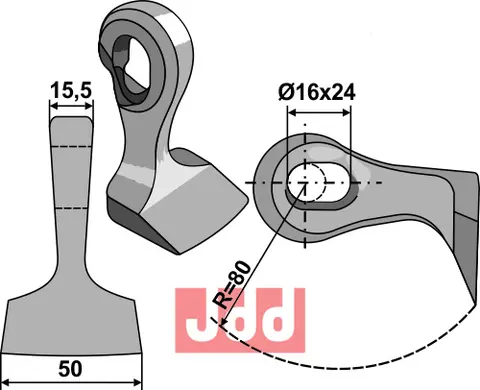 Beskjæringshammer til Noremat 50x15,5 mm, hull 16x24