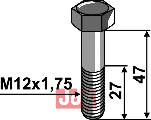 Bolt M12x1,75x47 - 10.9 - JDD Utstyr