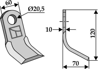 Y-kniv til Maschio 120x60 mm - 20,5 hull