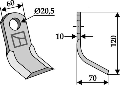 Y-kniv 120x60 mm hull 20,5