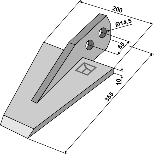 Spade til Celli, Tortella L: 355 mm, B: 200 mm, T: 10 mm