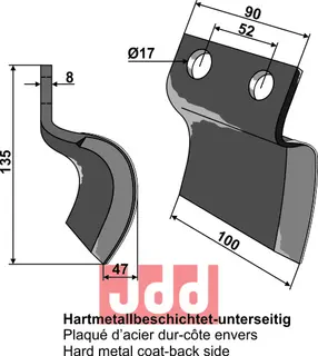 Gravskjær til Zibo L: 135mm, W: 90mm, H: 17mm