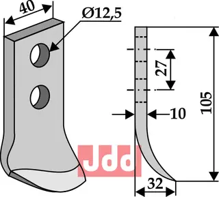Gravskjær til Maletti L: 105mm, B: 40mm, H: 12,5mm