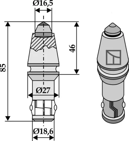 Grøftefreskniv Hardmetall L 85 mm