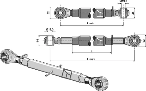 Kat. I Toppstag M24x2,5 herdet L 270-320 mm