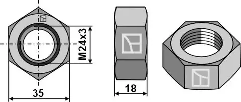Kontramutter M24x3 links venstre Ø35