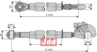 Toppstag M 30 x 3,5 med krog og kulehode