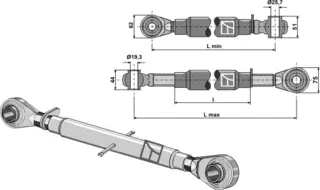 Topplinker M30x3,5 Lengde 275-330mm, kategori I-II