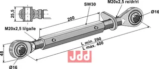 Toppstag M20x2,5 Høyde 25,5mm, lengde 400mm