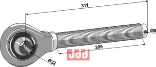 Overlenke til Case/Massey Ferguson 311mm til sentrum, 205mm lengde