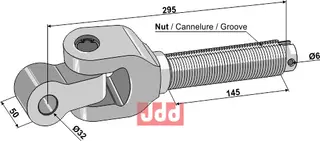 Svingbart stag 1 3/4" Kategori III, 1.3/4" gjenger