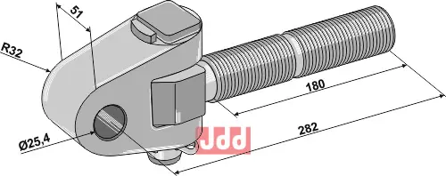 Toppstags ende med kryssledd  M36x3 - JDD Utstyr