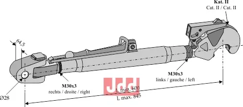 Komplet topstang 600mm - JDD Utstyr