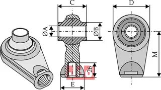 Kuleledd til toppstag M27 x 2, Ø 25,7 mm