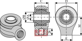 Kuleledd til toppstag M38 x 2, Typ II, 131 mm